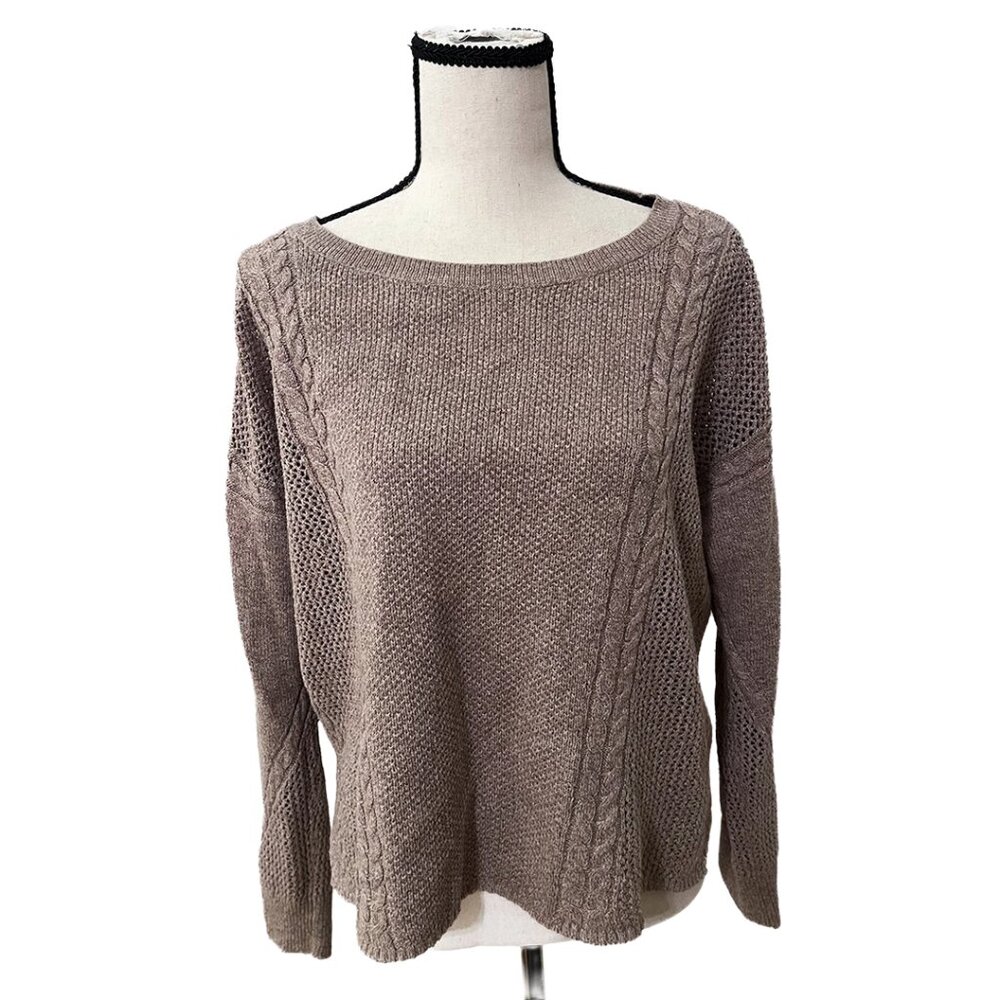 American Eagle Pullover Sweater | Taupe Textured Knit